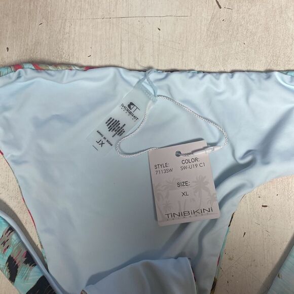 TiniBikini Swimwear 2 Piece Bikini Swimsuit Short Cap Sleeve Top & Bottoms XL - Picture 9 of 12